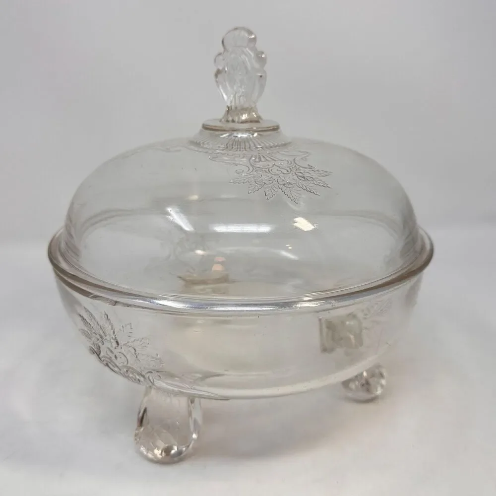 Antique Riverside Glass Works No 4 Grasshopper EAPG Covered Casserole Bowl Lid